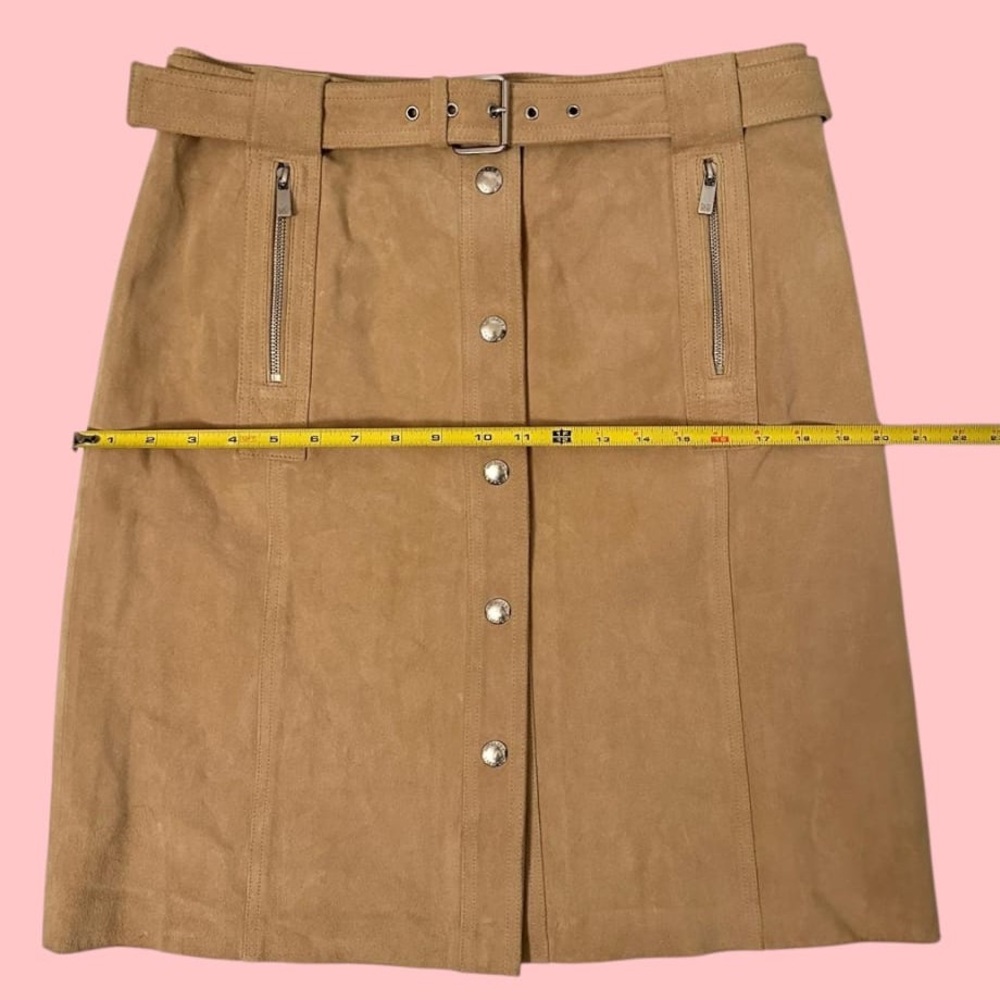 MICHAEL KORS Leather Skirt Knee Length in Cream | Size: 10 - Picture 6 of 16